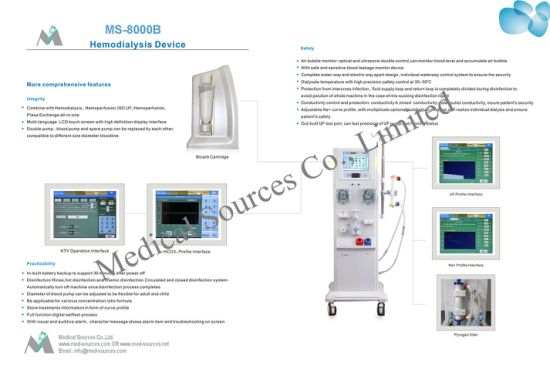 (MS-8000B) Meilleure vente de machine d'hémodialyse médicale de dialyse rénale