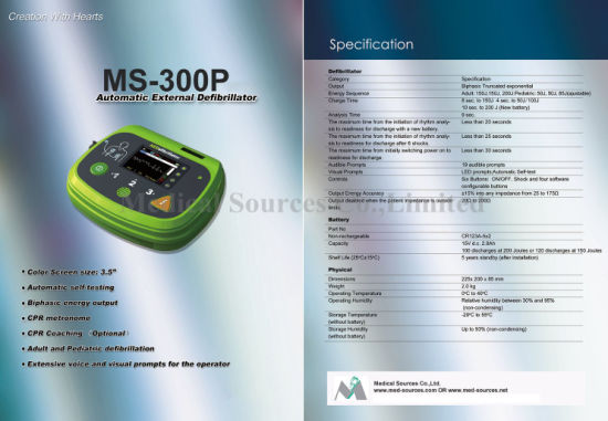 (MS-300P) Défibrillateur externe automatique de premiers soins Aed Medical Equipment