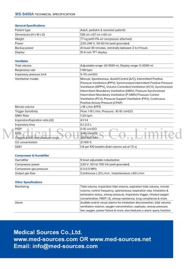 (MS-S400A) Ventilateur néonatal pour bébé